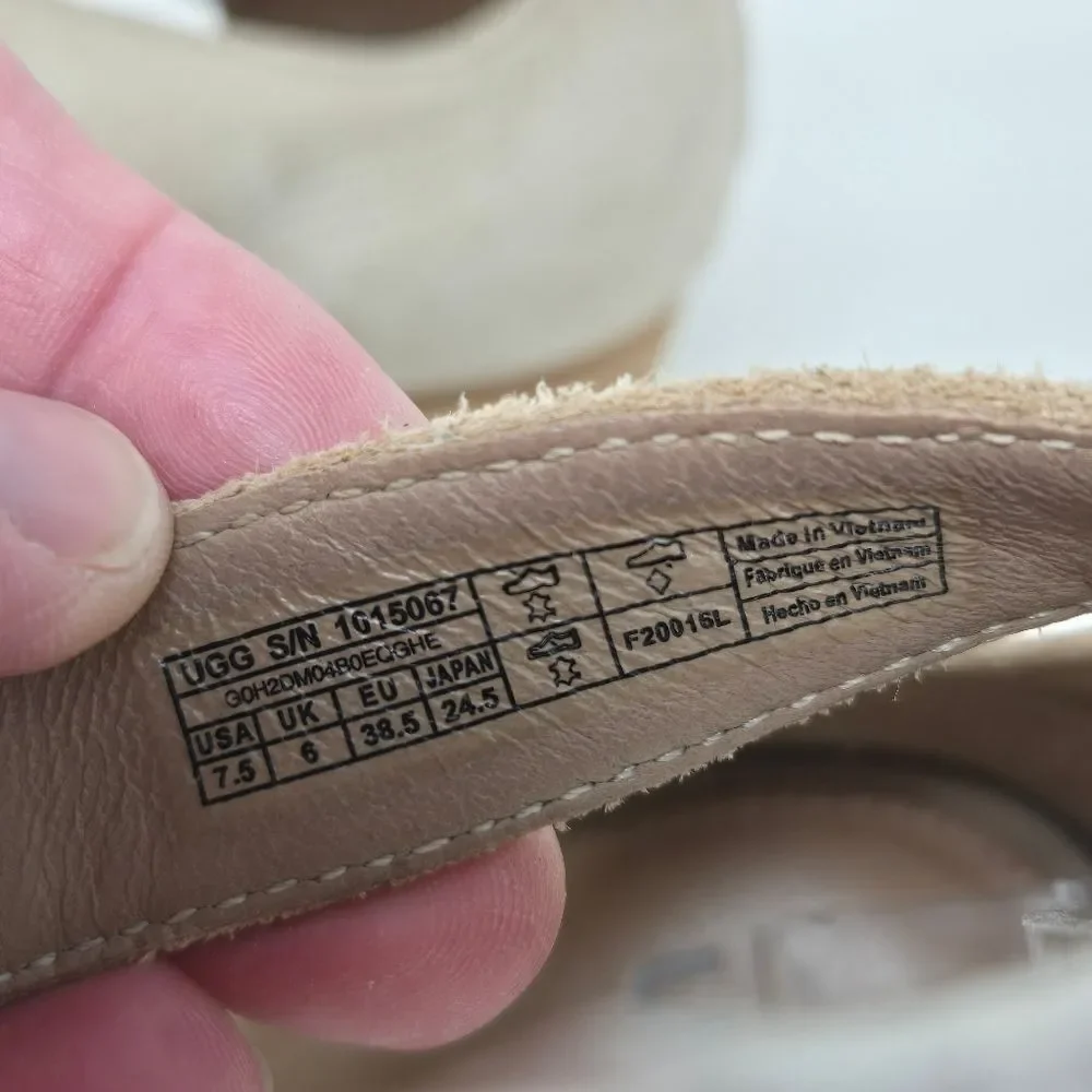 UGG Women's Yasmin Snake Gladiator Wedge Sandal Horchata Leather Size 7.5‎ B
